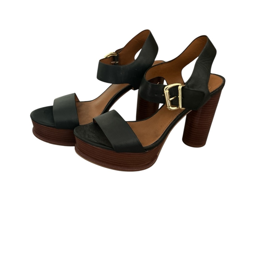 Franco Sarto Black Platform Heeled Sandals-size 9.5